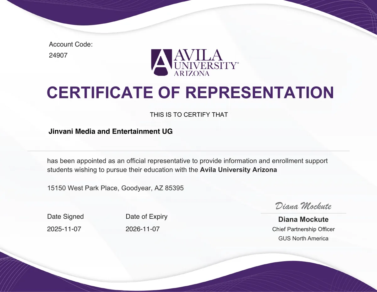 Avila University Arizona certificate of representation